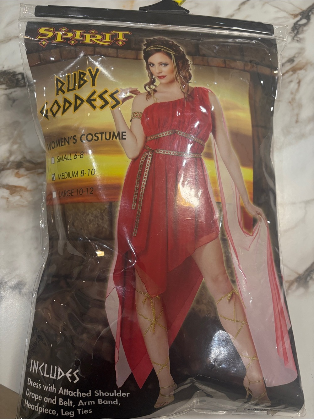 NWOT Spirit Ruby Goddess Women’s Costume - Red with Gold Trim sM